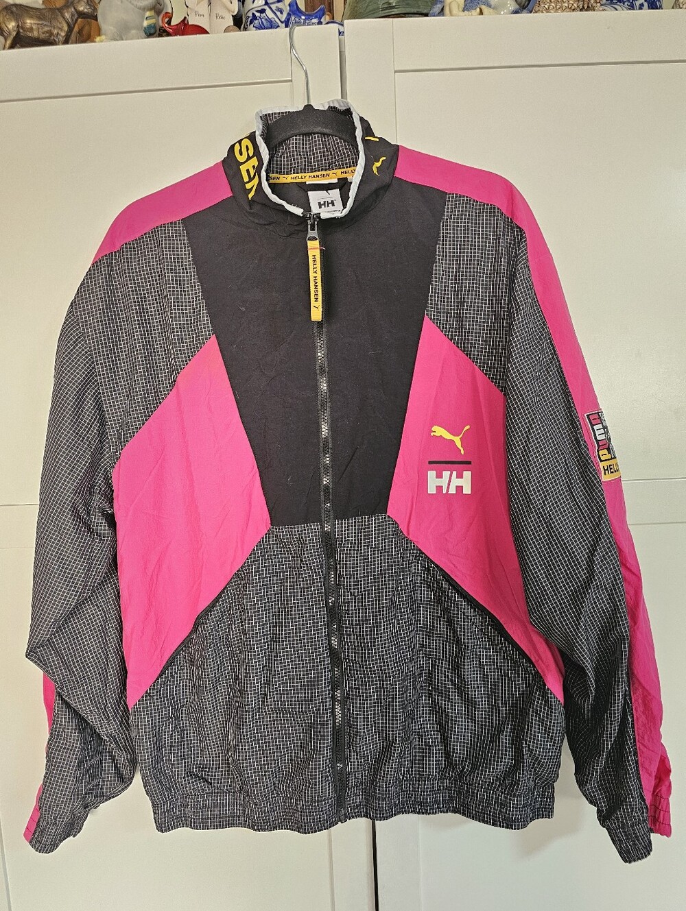 Puma x Helly Hansen TFS Track Jacket Mens Large Bright Rose Black Pink 597144-15